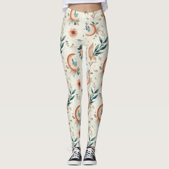 Celestial Floral Pattern (2) Leggings (Front)