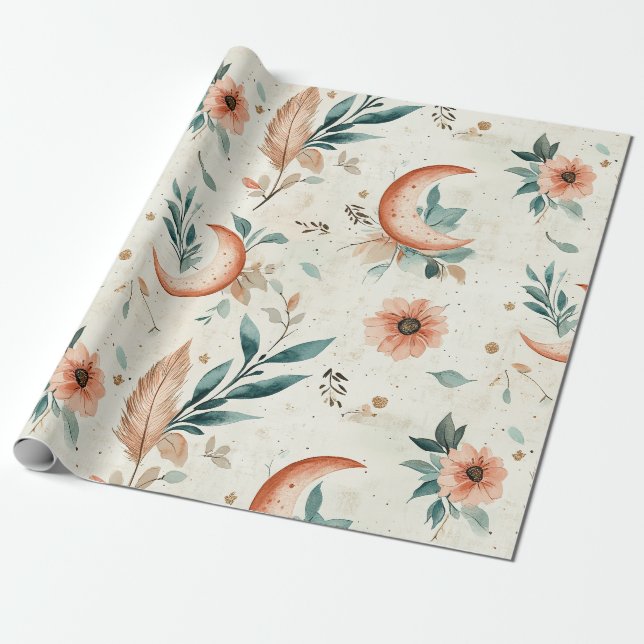 Celestial Floral Pattern (2) Wrapping Paper (Unrolled)