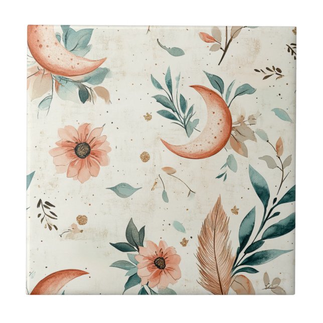 Celestial Floral Pattern (4) Ceramic Tile (Front)