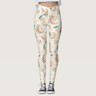 Celestial Floral Pattern (4) Leggings