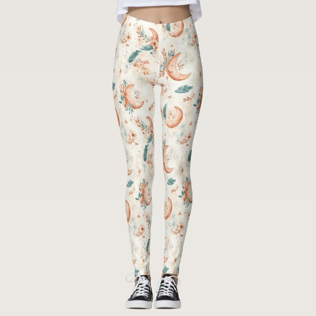 Celestial Floral Pattern (4) Leggings (Front)