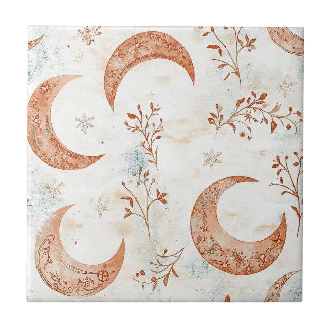Celestial Floral Pattern (5) Ceramic Tile (Front)