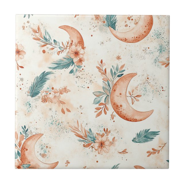 Celestial Floral Pattern (6) Ceramic Tile (Front)