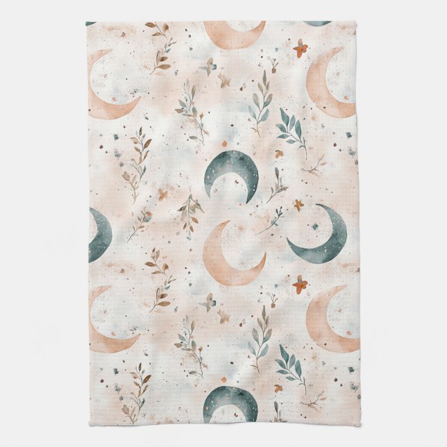 Celestial Floral Pattern (6) Tea Towel (Vertical)
