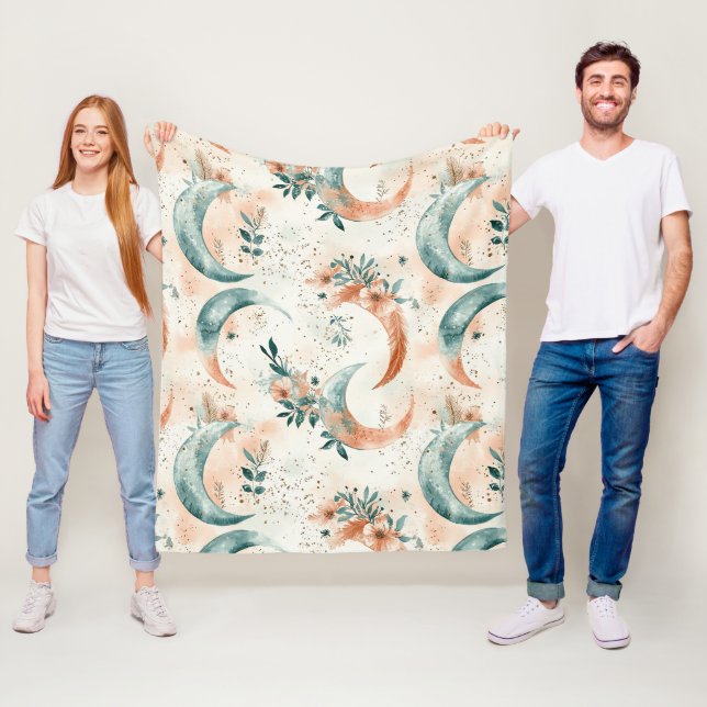 Celestial Floral Pattern (7) Fleece Blanket (In Situ)