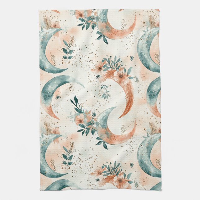 Celestial Floral Pattern (7) Tea Towel (Vertical)