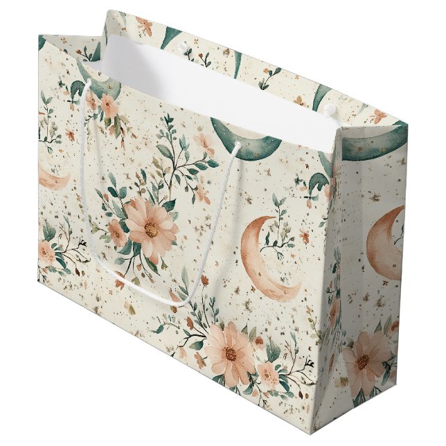 Celestial Floral Pattern (8) Large Gift Bag (Front Angled)