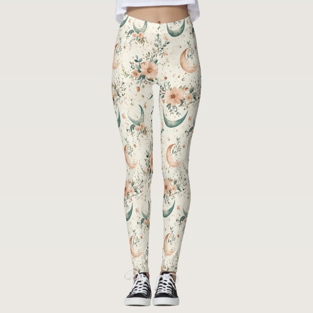 Celestial Floral Pattern (8) Leggings (Front)