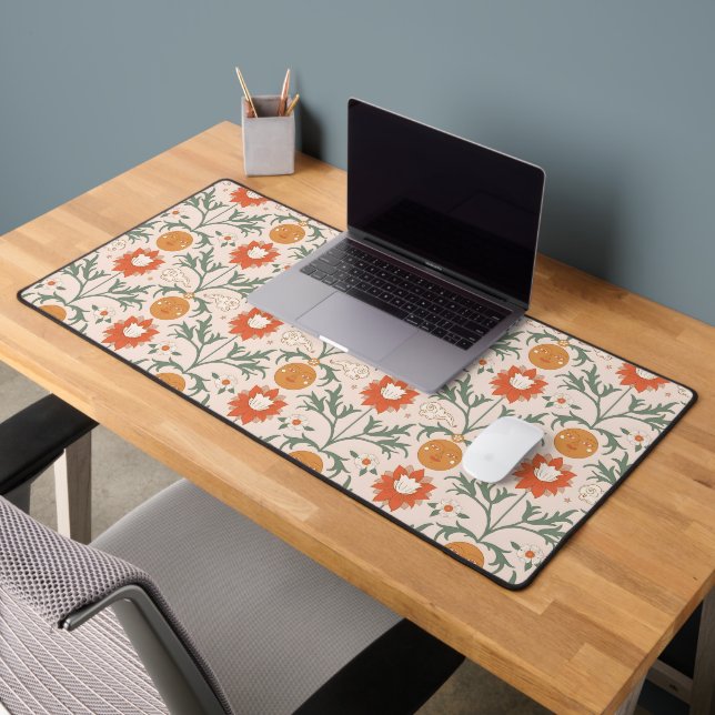 Celestial Floral Sunburst Seamless Pattern Design Desk Mat (Office 2)