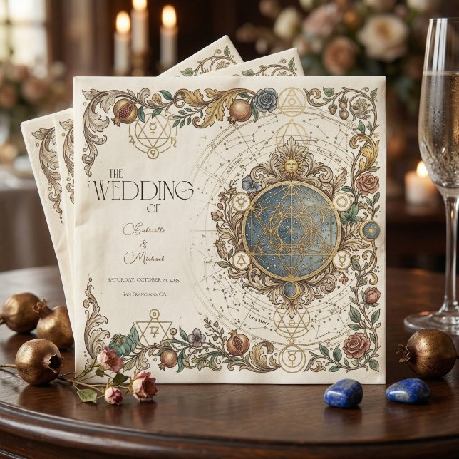 Celestial Floral Vintage Wedding  Napkin (Creator Uploaded)