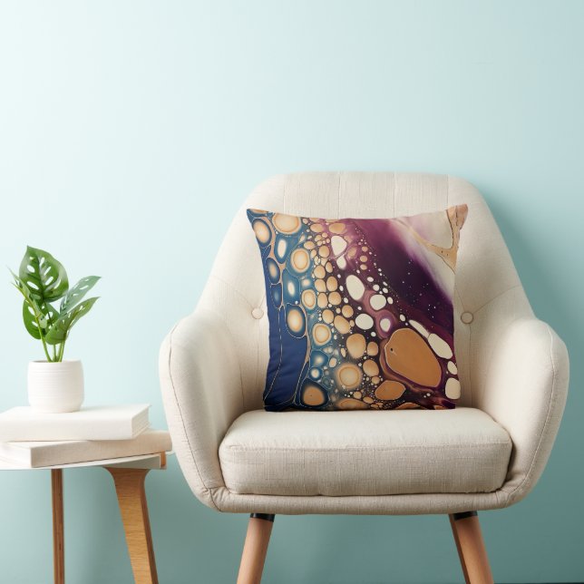 Celestial Fluid Marble in Midnight Gold Cushion (Chair)