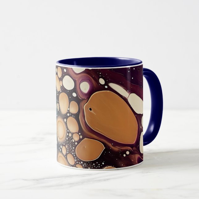 Celestial Fluid Marble in Midnight Gold Mug (Front Right)