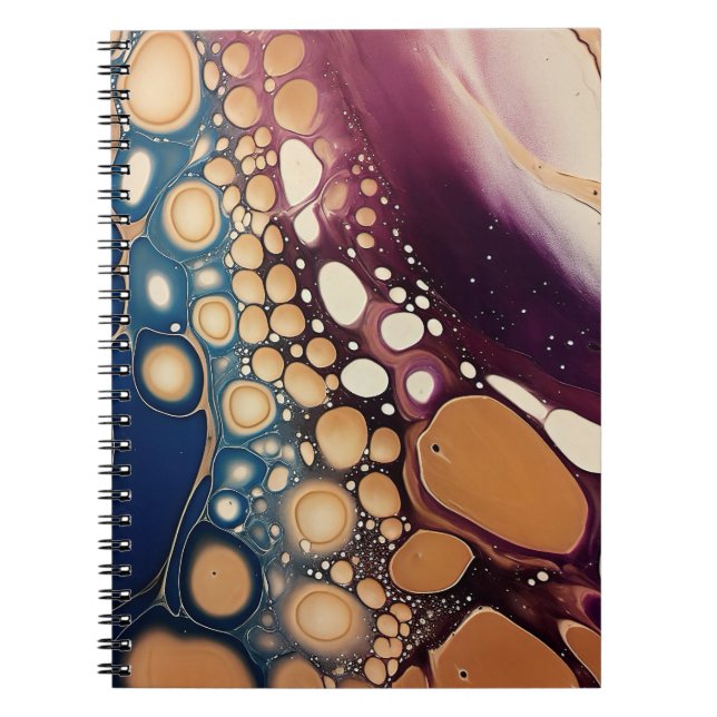 Celestial Fluid Marble in Midnight Gold Notebook (Front)