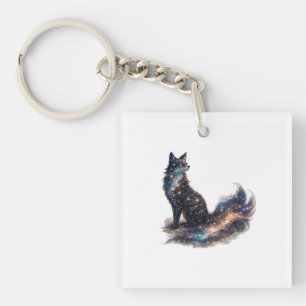 Celestial Fox   Cosmic Fantasy Animal Key Ring