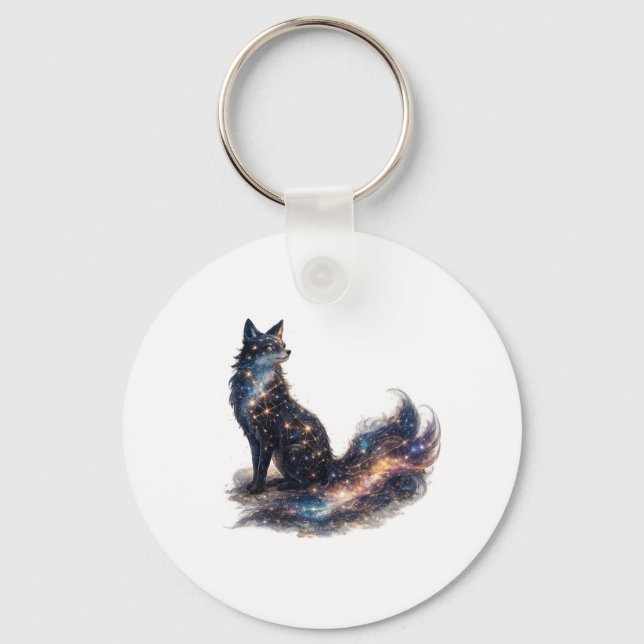 Celestial Fox | Cosmic Fantasy Animal Key Ring (Front)