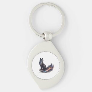 Celestial Fox   Cosmic Fantasy Animal Key Ring