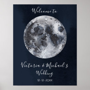 celestial full moon and stars poster