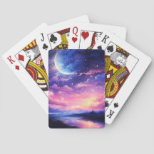 Celestial Full Moon Stars Clouds Mystical Purple