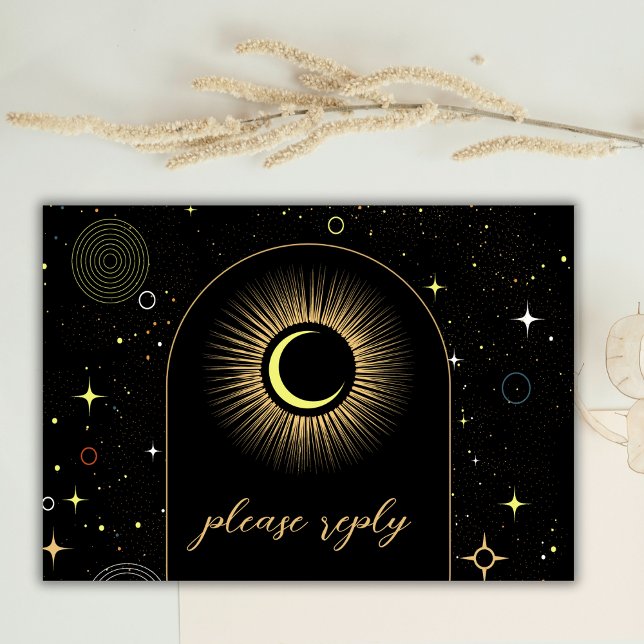 Celestial Galaxy Black Mystical Wedding RSVP (Creator Uploaded)