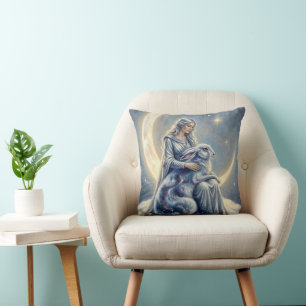 Celestial Galaxy Hare Moon Goddess Fantasy Art Cushion