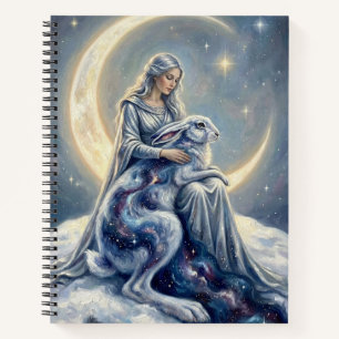Celestial Galaxy Hare Moon Goddess Fantasy Art Notebook