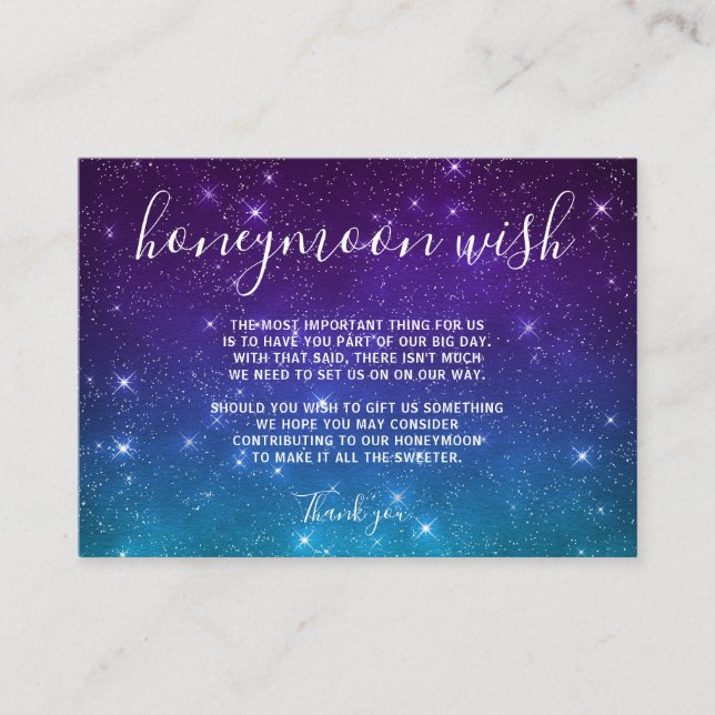 Celestial Galaxy Honeymoon Wish Wedding Enclosure Card (Front)