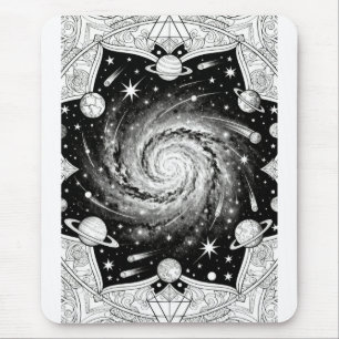 Celestial Galaxy Mandala Cosmic Space Art Mouse Pad