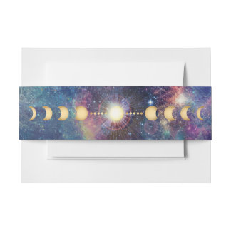 Celestial Galaxy Moon Phase Belly Band Invitation Belly Band