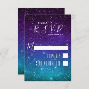 Celestial Galaxy Night Sky Stars Wedding RSVP Card