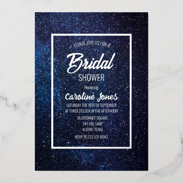Celestial Galaxy Sky Frame Gold Foil Bridal Shower (Front)