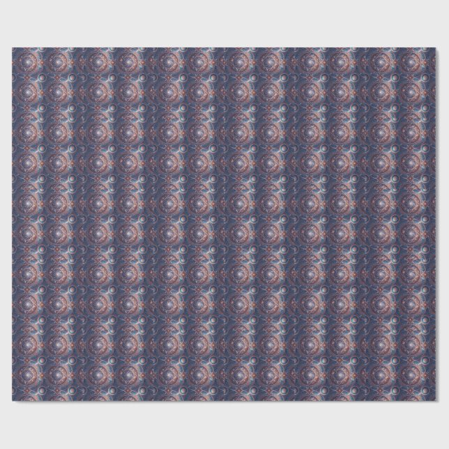 Celestial Galaxy Spiral Mandala Design Pattern Art Wrapping Paper (Flat)