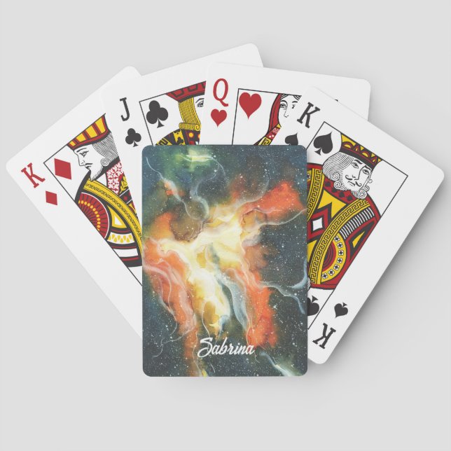 Celestial Galaxy Swirl Personalised Playing Cards (Back)