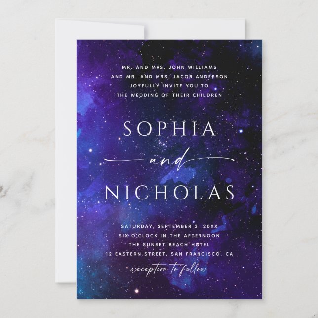 Celestial Galaxy Wedding | Space Night Sky & Stars Invitation (Front)