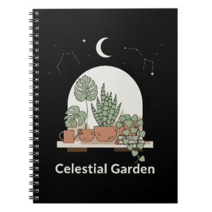 Celestial Garden Boho Houseplant Moon & Stars Art Notebook