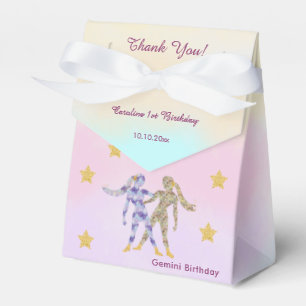 Celestial Gemini Watercolor 1st Birthday Favour Box