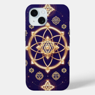 Celestial Geometry of Light — Sacred Pattern iPhone 15 Case