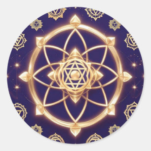 Celestial Geometry of Light — Sacred Pattern Classic Round Sticker