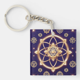 Celestial Geometry of Light — Sacred Pattern Key Ring