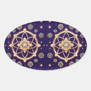 Celestial Geometry of Light — Sacred Pattern Oval Sticker