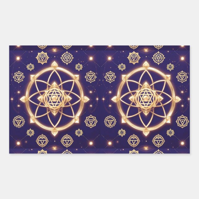 Celestial Geometry of Light — Sacred Pattern Rectangular Sticker (Front)