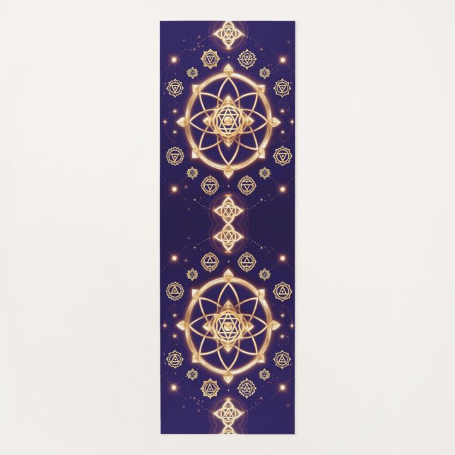 Celestial Geometry of Light — Sacred Pattern Yoga Mat (Front)