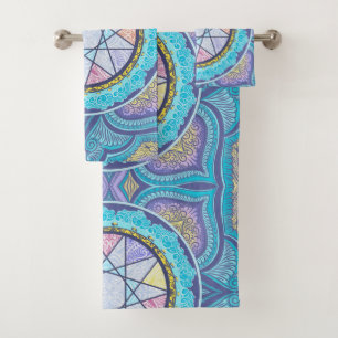 Celestial Geometry Portal   Mystical Mandala Bath Towel Set