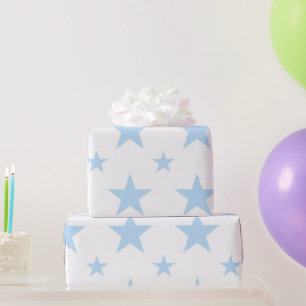 Celestial Girly Pastel Blue Stars Pattern Spring Wrapping Paper