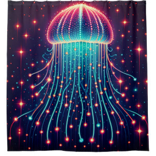  “Celestial Glow: Jellyfish Symphony” Shower Curtain