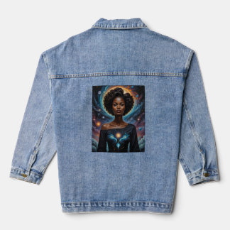 Celestial Goddess Cosmic Energy  Galaxy Art Denim Jacket
