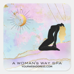 *~*  Celestial Goddess Rainbow Pastel Glitter AP22 Square Sticker