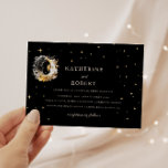 Celestial Gold Black Duality Moon Wedding Invitation<br><div class="desc">Our "Mystical Celestial Wedding" collection features watercolor celestial elements in blue and golden tones paired with an elegant serif script font. You can find matching items from this collection in our store. Contact us through email or chat if you have any special requests and we will be happy to help....</div>