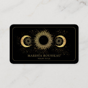 Celestial Gold Black Sun Moon Business Card