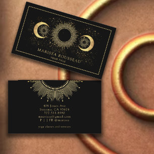 Celestial Gold Black Sun Moon Business Card