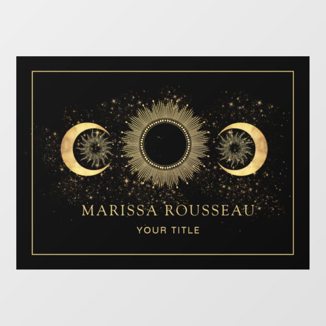 Celestial Gold Black Sun Moon Window Cling (Sheet)